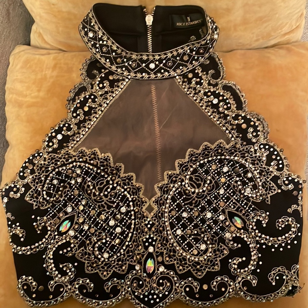 Crystal and beaded crop top